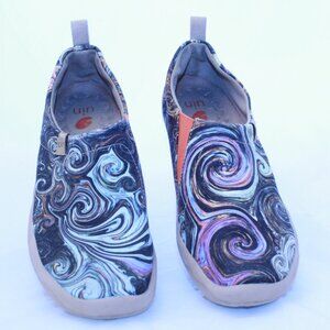 UIN Size 9.5 Toledo Bright Multi-Color Artsy Lightweight Slip-On Travel Shoes